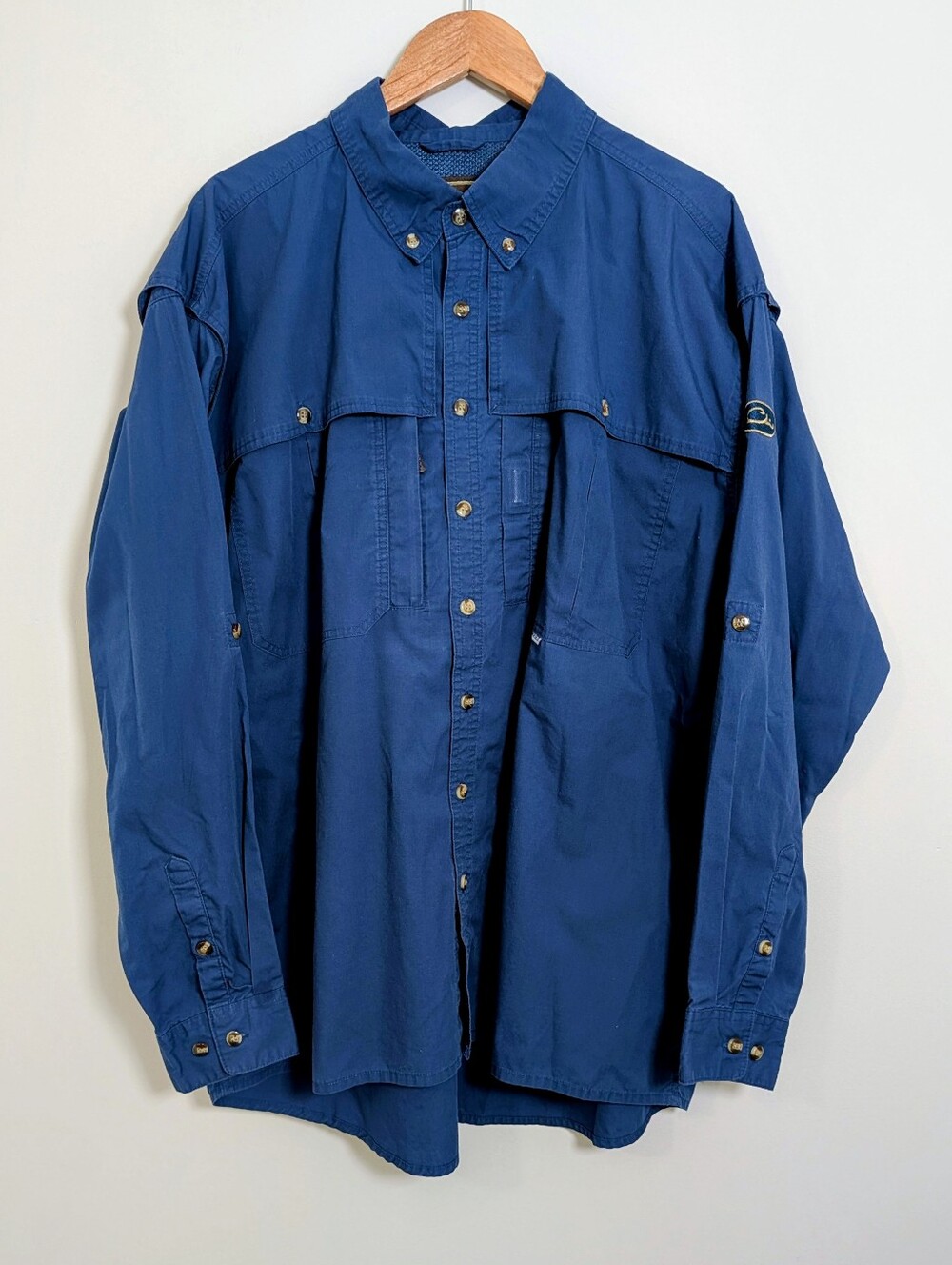 Drake Wingshooter XL Blue Vented Fishing Hunting Shirt Utility Button Up